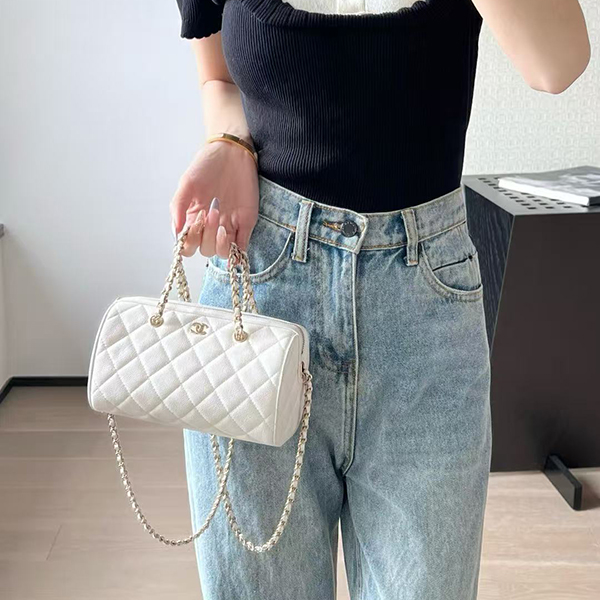 샤넬 25SS 미니 볼링백 체인 핸들 미니 토트 보스턴백-3014