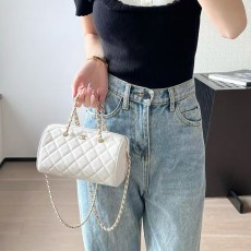 샤넬 25SS 미니 볼링백 체인 핸들 미니 토트 보스턴백-3014