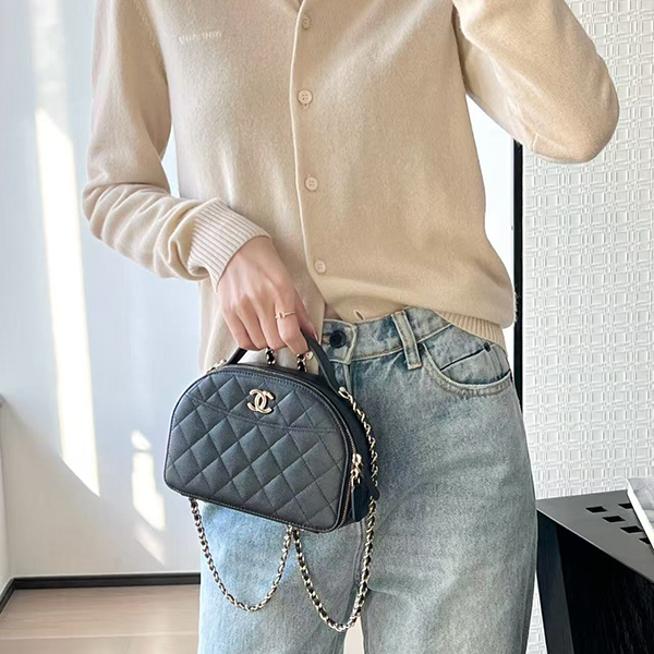 샤넬 25C 크루즈 미니 볼링백 체인 투명 탑핸들 토트백-3015